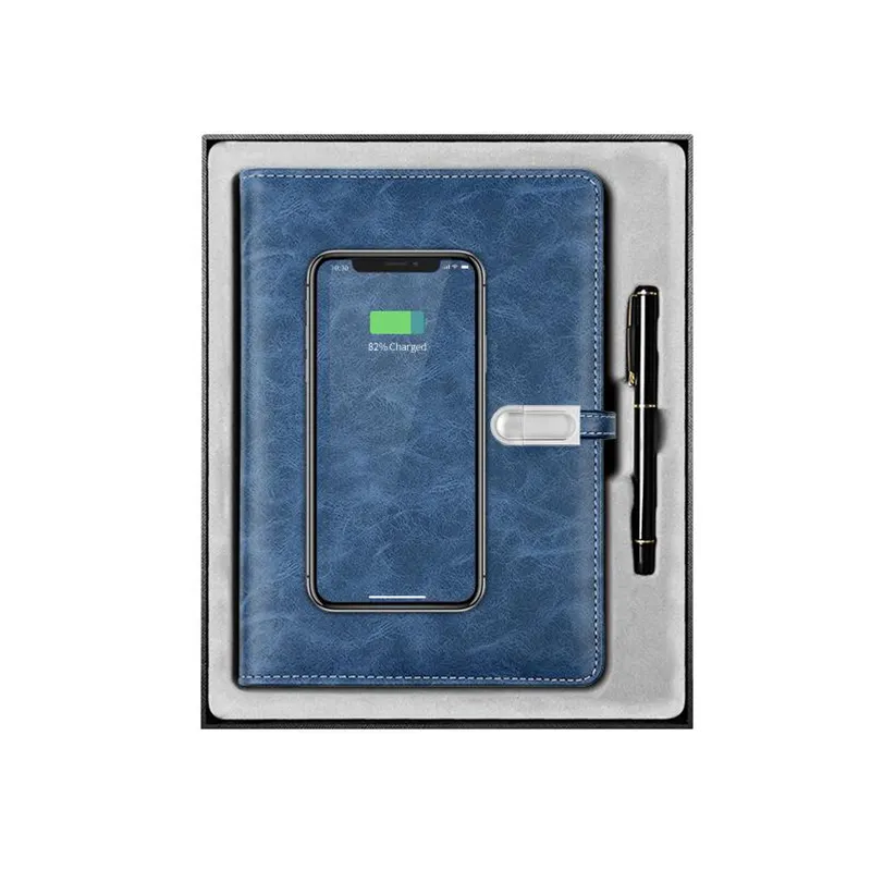 Marchio diario notebook set regalo per ufficio business calcolatrice agenda notebook con power bank e disco flash drive USB