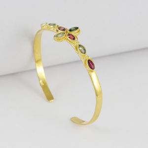 Low Price Sale Sterling <b>Silver</b> Gold Plated Beaded Tourmaline Charm Bracelet for <b>Women</b> Party Occasion - Product Image 2