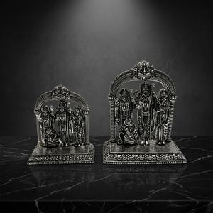 Statues Religieuses en Argent Pur de Lord Rama, Sita, Lakshmana et Hanuman – Décorations de Temple, Statues de Dieux en Argent Fini Ram Darbar - Product Image 5