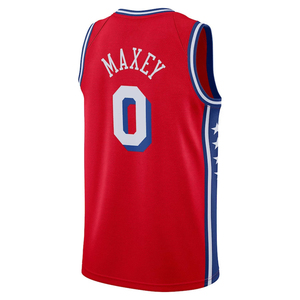 Philadelphia Pria 2025 # 0 Maxey Jersey Custom Kaos Basket Jahitan Bordir Seragam Remaja - Product Image 3