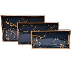 Juego Premium de 3 Bandejas de Almacenamiento de Madera MDF Pulida Hechas a Mano, Modernas y de Lujo, Aptas para Lavavajillas, Multifuncionales, Decorativas para Cocina y Comedor - Product Image 1