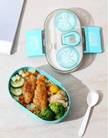Boîte à lunch portable en plastique avec 2 récipients à condiments compatibles micro-ondes, sans BPA, pour adolescents