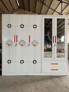 verschiedene farben stahl <span class=keywords><strong>almirah</strong></span> design kundenspezifisch 5 türen design stahl großes lagerhaus mit glas schwingtür kleiderschrank - Product Image 4