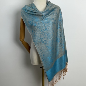 Personnalisé deux tons Vintage Floral Jacquard Pashmina écharpe doux soyeux réversible Paisley étole pour les femmes pour les musulmans de printemps - Product Image 5