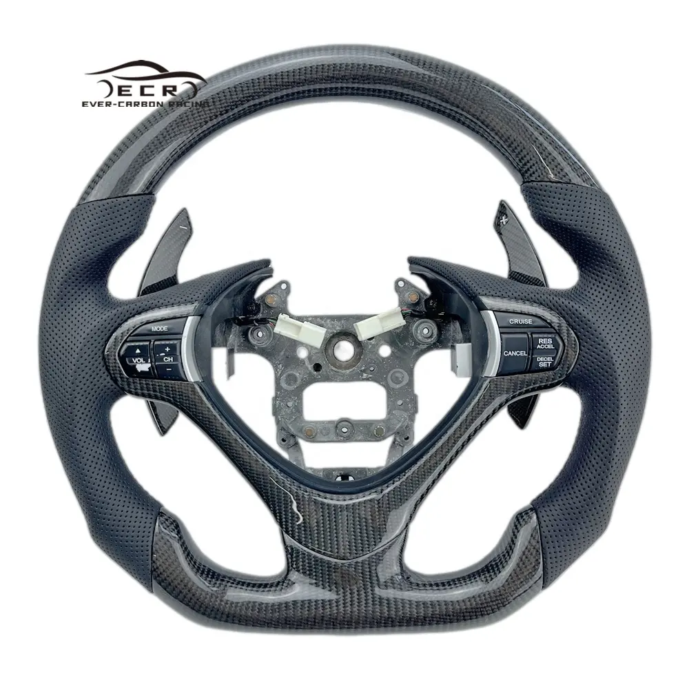 Ever-carbon Racing ECR Vô Lăng Sợi Carbon Đáy Phẳng Cho Thợ May Cá Nhân Cần Gạt Cho Acura TSX 2009