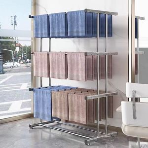 Estante plegable de acero inoxidable para secar toallas, ideal para peluquerías, lavaderos de autos, hoteles y patios - para toallas de mano y de baño - Product Image 4