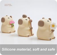 Veilleuse pour bébé en silicone souple, rechargeable par USB, avec capybara fleuri mignon, capteur tactile RGB, intensité réglable