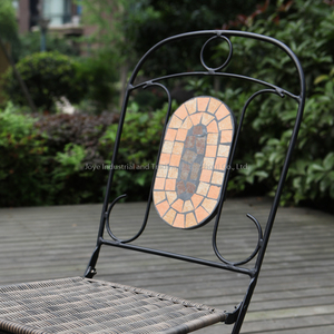 Leisure 3-Piece Steel Rattan Modern Outdoor <b>Garden</b> <b>Set</b> With Coffee Table and Chairs - Product Image 5