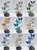 Support de boule sculptée en pierres précieuses naturelles en gros : Quartz rose, Améthyste, Quartz de feu, Obsidienne, Cristal papillon avec support pour la décoration