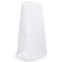 Sacs de courses en papier kraft blanc personnalisés SOS, vente en gros, sacs d'épicerie en papier recyclables et écologiques, sans poignée, autoportants