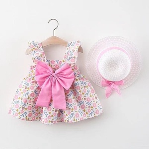 Vêtements d'Été pour Nouveau-né Fille, Robe Salopette de Plage en Coton + Chapeau de Soleil, Tenue 2 Pièces - Product Image 3
