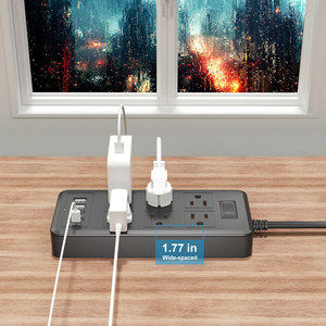 Multiprise portable 6 prises avec câble de 1,5 m, facile à transporter pour sac à dos de voyage - Product Image 4