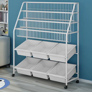 Estante de Almacenamiento de Juguetes Simple para Sala de Estar, Estantería Metálica para Guardería, Caja de Almacenamiento de Plástico, Librería con Ruedas - Product Image 1