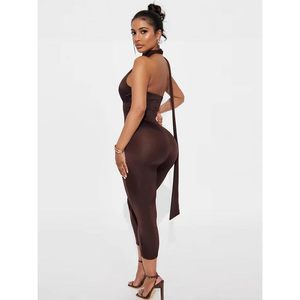 VOIKERDR Mono capri para mujer, estilo halter, sin espalda, sexy, para fiesta, ropa de club, sin costuras, transparente, de elastano y poliéster - Product Image 4