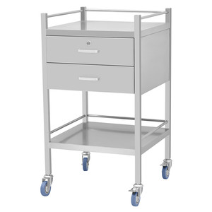 Topkwaliteit Beweegbare Roestvrijstalen Ziekenhuis Medische Nood Trolley Behandeling Kar Met 2 Laden En 2 Planken CY-D402A - Product Image 2