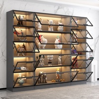 Vitrine en verre sur mesure de luxe avec éclairage LED |   Vitrine de collection en aluminium pour la maison et les magasins