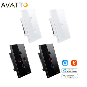 Avatto Tuya Smart Wall Switch App Wifi luce LED Touch Switch vetro 1/2/3/4 Gang Wifi Switch Smart Home