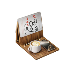 Supporto per Libri Triangolare in Legno di Acacia, Pieghevole, per Lettura a Letto, Portabicchieri, Portapenne, Portaocchiali, Portatelefono, Regalo per la Festa del <span class=keywords><strong>Papà</strong></span> e Capodanno - Product Image 3