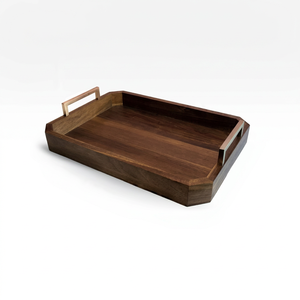 Plateau de service en bois fait main, plateau de service décoratif pour aliments, plateau de service rustique en bois naturel, plateau de table de cuisine - Product Image 1