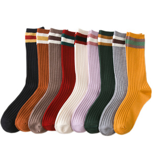 New Fashion Women's Long <strong>Socks</strong> Calf <strong>Length</strong> <strong>Knee</strong> <strong>Length</strong> <strong>Socks</strong> College Style Bright Color Solid <strong>Socks</strong> Colorful Stripes Cotton - Product Image 1