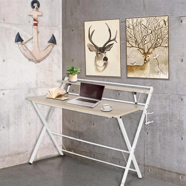 Mesa de ordenador de espacio pequeño, escritorio de escritura Simple de madera sólida, escritorio de oficina en casa