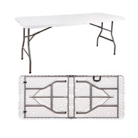 Table d'extérieur rectangulaire en plastique blanc de haute qualité de 6 pieds Table en plastique portable pliante pour les événements Garden Party de mariage