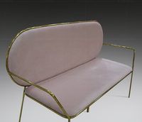 Hôtel salon or en acier inoxydable 3 places tissu canapé