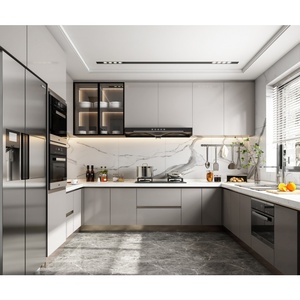 Armoires de cuisine abordables, ensemble d'armoires de cuisine murales modernes personnalisées sur mesure, en forme de <span class=keywords><strong>L</strong></span>, en bois, modulaires - Product Image 5