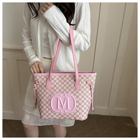 Sac à bandoulière minimaliste européen et américain, grande capacité, fourre-tout tendance avec impression de lettres en PU, style urbain