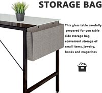 Base en métal solide chaise de bureau d'étude ergonomique bureau d'ordinateur portable/table d'étude table d'ordinateur en verre avec sac latéral