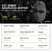 Kit de conversion de vélo électrique GreenPedel 52V avec moteur à moyeu sans balais, écran LCD et accélérateur à pouce pour vélo électrique 2000W