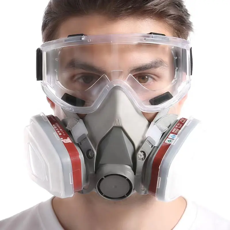 (8 pezzi) mezza faccia maschera antigas 6200 con cartuccia di sicurezza googles a prova di polvere protezione respiratoria personale industriale mezza maschera a Gas