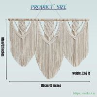 Tapisserie murale en macramé de grande taille OEM, style bohème, tissée en tissu 100% coton, avec franges, beige, décoration chic et moderne