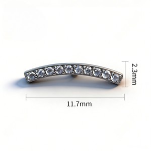 <b>Titanium</b> Alloy White Zirconium Long Bar Earrings 11.7mm Lip <b>Studs</b> Ear Bone <b>Studs</b> Piercing Jewelry - Product Image 5