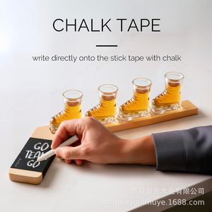 Ensemble de verres à shot en forme de patins à glace, lot de 4, avec plateau en bois et poignée en tableau noir pour servir les boissons lors de fêtes - Product Image 2