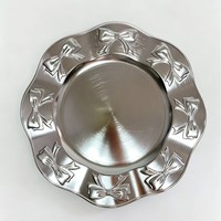 Assiette de présentation PP style européen, luxe léger, vintage, avec nœud, pour décoration de mariage, hôtel et fête