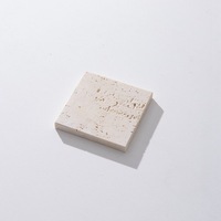 Plateau en Pierre Naturelle de Travertin Blanc de Luxe, Pierre Brute, Présentoir à Bijoux et Cosmétiques avec Support pour Bagues, Décoration d'Intérieur