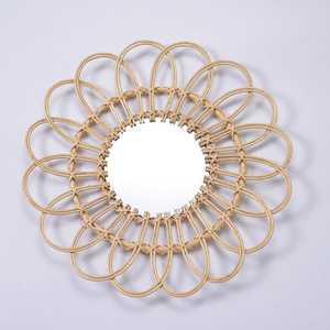 Round Wicker Wall <b>Mirror</b> Natural Color Framed <b>Hanging</b> <b>Mirror</b> For Living Room Entryway Decor - Product Image 1