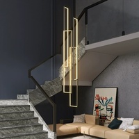 Lustre d'escalier moderne minimaliste en acrylique LED Tmall Genie avec commande sans fil, design en spirale, luminaire suspendu pour plafond haut