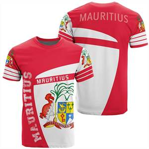 Camiseta de Playa de la Isla de Mauricio, Camiseta Roja de Verano para Hombre, Impresión Bajo Demanda, Camiseta Personalizada al por Mayor para Hombre, Camiseta de Cuello Redondo Sublimada - Product Image 4