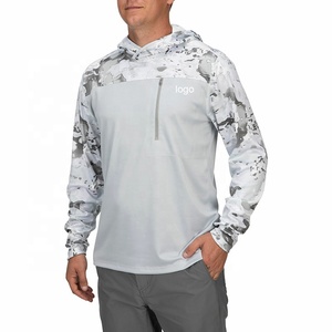 Chemise de pêche à capuche en polyester à manches longues et fermeture éclair avec poche pour hommes - Product Image 3