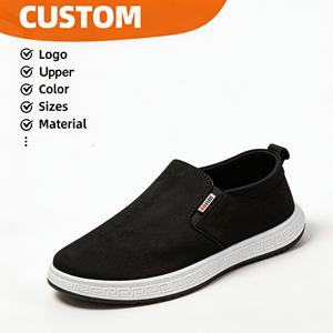 Chaussures décontractées confortables en tissu de coton pour hommes, semelle antidérapante en PVC, semelle intérieure en latex, personnalisables OEM ODM, vente en gros, chaussures de marche à enfiler - Product Image 1