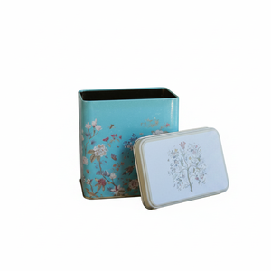 80x120x120 mm Pastel <b>Blue</b> Floral Design Rectangular Metal <b>Storage</b> <b>Box</b> with Slip Lid 1L Capacity Baskets - Product Image 2
