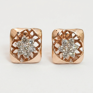 Boucles d'oreilles en or rose et diamants Ishwar Art Jewellery, or massif 14 carats, taille brillant, couleur G, naturelles, 0,53 ct, style classique pour femme - Product Image 1