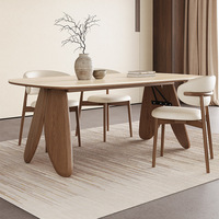 Moderner Französischer Retro Esstisch aus Sinterstein und Holz im Wabi-Sabi-Stil, Langer Esstisch für Zuhause und Restaurant