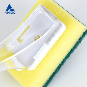 Éponge à récurer Amigo avec manche, tampon de nettoyage rectangulaire vert pour casseroles et poêles - Product Image 2