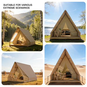 Tienda Triangular <span class=keywords><strong>de</strong></span> Lujo Safari <span class=keywords><strong>para</strong></span> Glamping, Resort con Lona, <span class=keywords><strong>Casa</strong></span> <span class=keywords><strong>de</strong></span> Tiendas Piramidales <span class=keywords><strong>de</strong></span> Madera Maciza con Terraza - Product Image 5