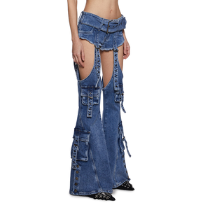 2025 da <span class=keywords><strong>donna</strong></span> Y2K Sexy cintura svasata Jeans-<span class=keywords><strong>pantaloni</strong></span> in Denim elasticizzato <span class=keywords><strong>a</strong></span> <span class=keywords><strong>vita</strong></span> <span class=keywords><strong>bassa</strong></span> con fibbia in metallo per il commercio all'ingrosso/ordine all'ingrosso Logo personalizzato OEM - Product Image 2