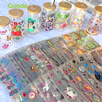 Goode 16oz PET Tumbler Cup Wraps UV DTF pour transfert imprimé dessin animé, étanche, anti-rayures, cadeau Fête des Pères pour hommes et famille