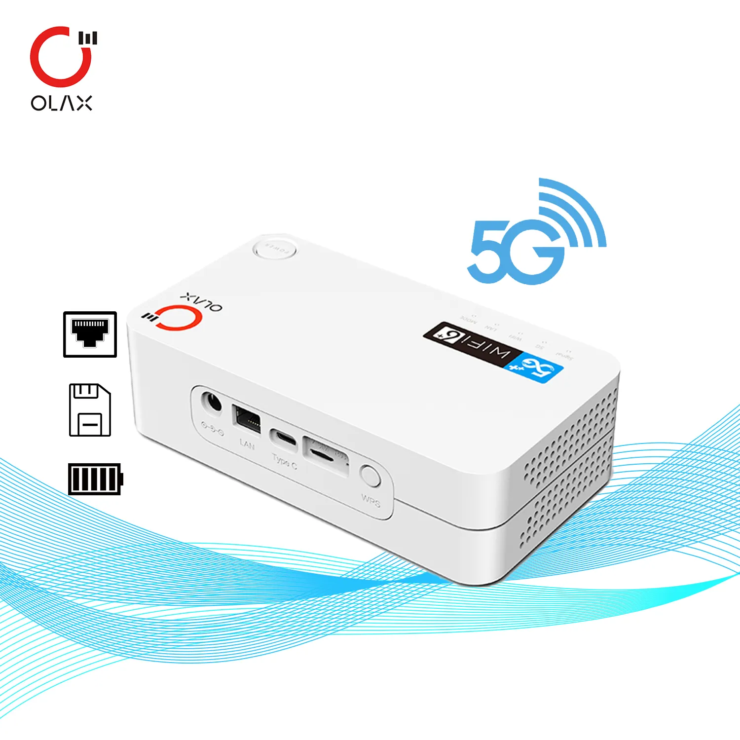 Olax 5G CPE Router G5010 WiFi6 con batería de 4000mAh Enrutador 5G con ranura para tarjeta SIM Módem 5g